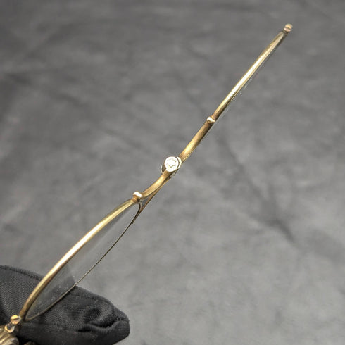 美國古董純銀鍍金便攜式折疊眼鏡 Roniet